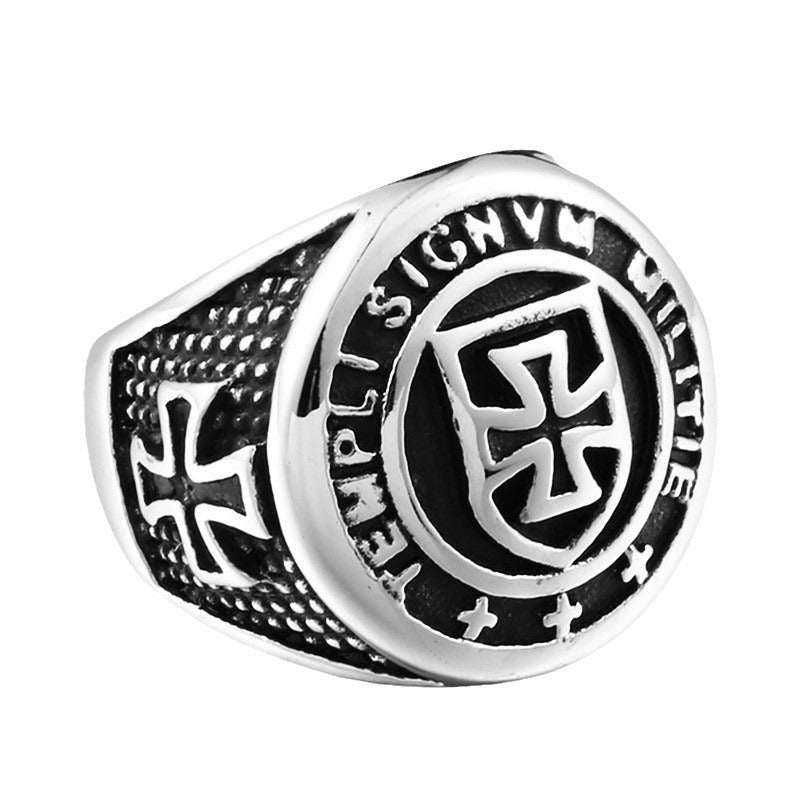 Vintage-Inspired Stainless Steel Men's Rings - Bold Knight and Temple Designs