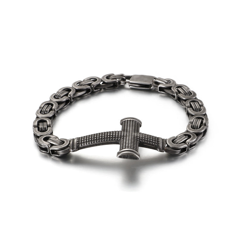 Trendy Titanium Steel Cross Back Chain Bracelet for Men - Stylish Accessory for Modern Fashion