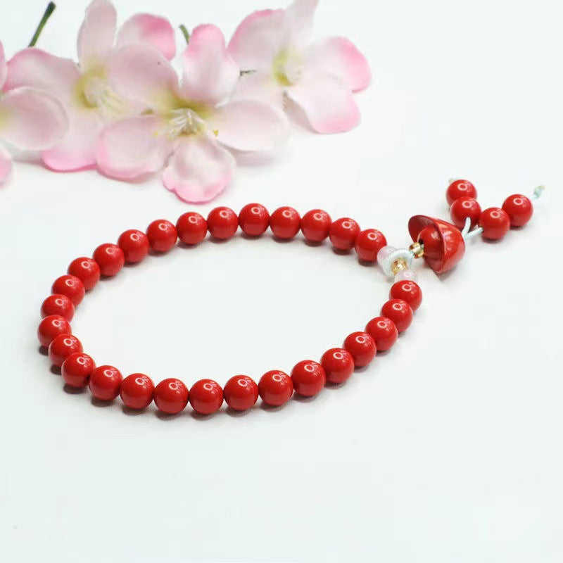 Red Cinnabar and Sterling Silver Bracelet