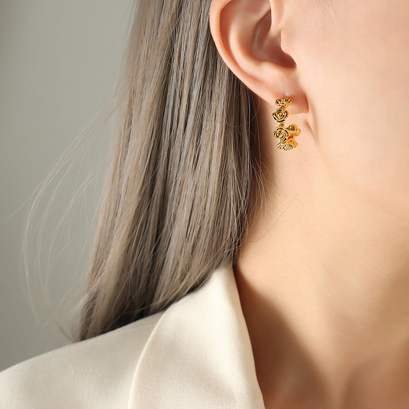 Rose-Inspired C-Shaped Earrings with a Luxe Twist