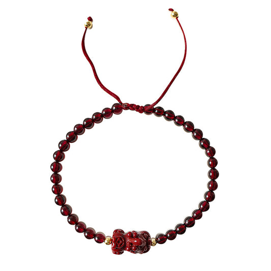 Hand-woven Garnet Beaded Bracelet by Planderful's Fortune's Favor Collection