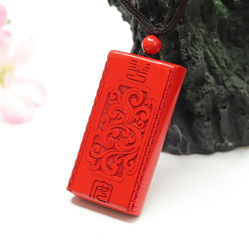 Ancient Protection Vermilion Sand Red Cinnabar Pendant