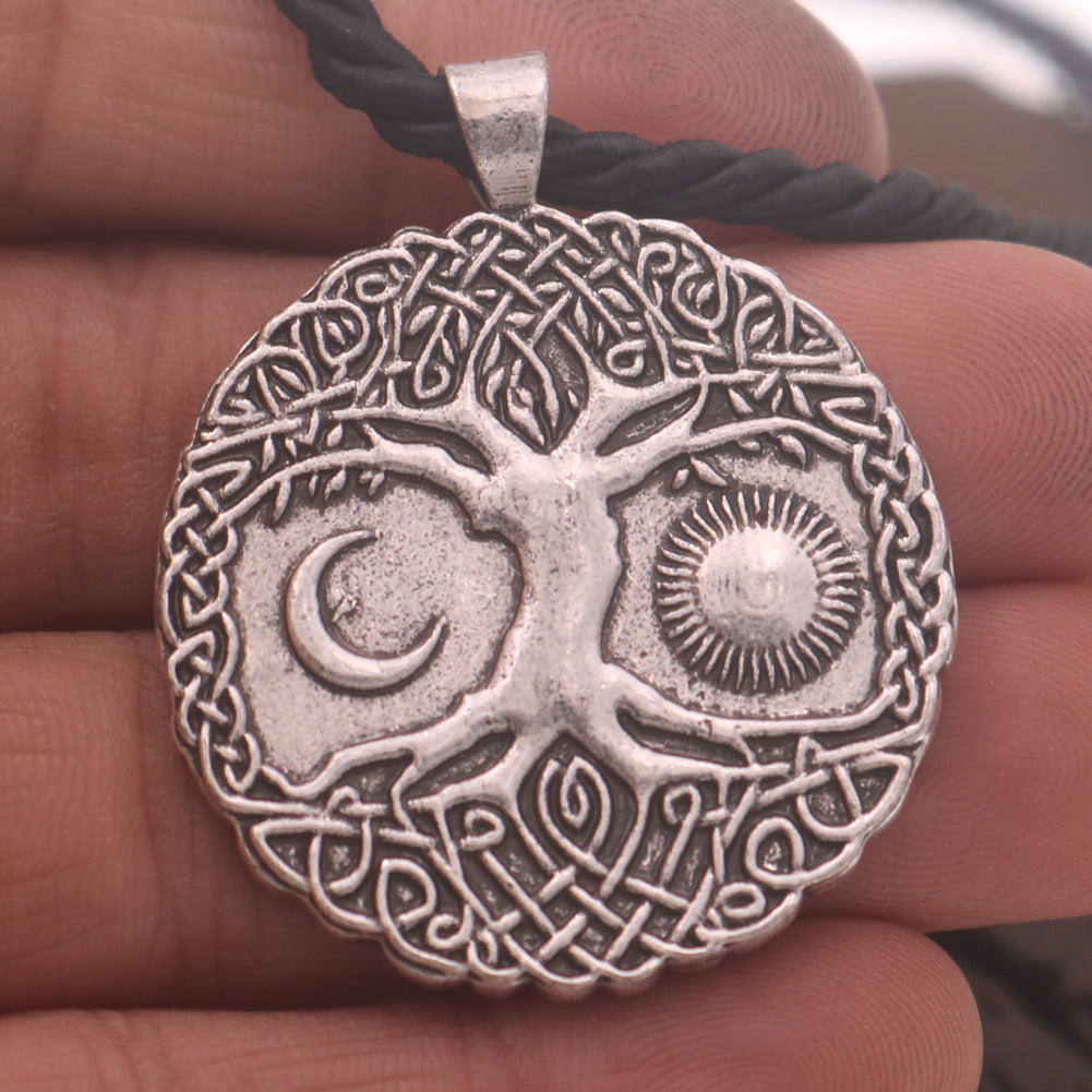 Mystical Tree of Life Zinc Alloy Pendant Necklace for Men from the Norse Legacy Collection