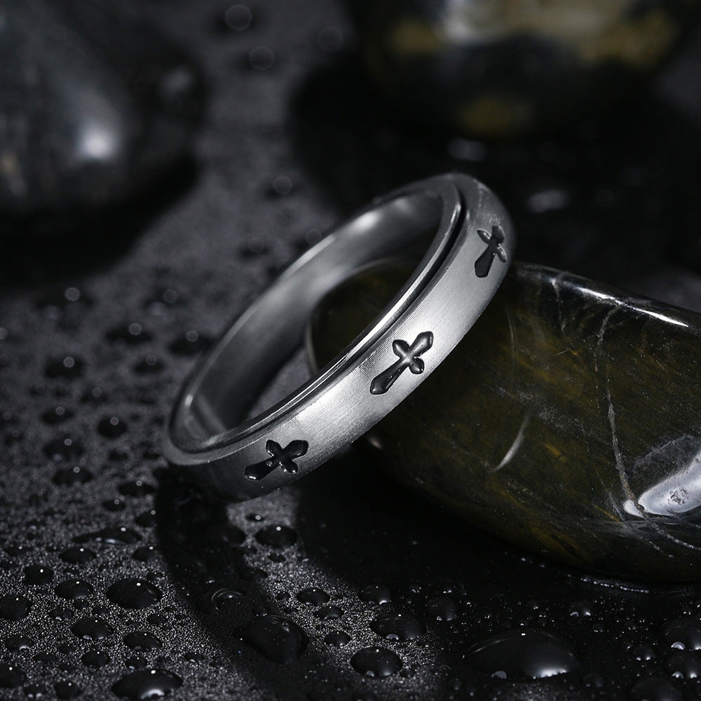 Rotatable Stress Relief Ring in Titanium Steel - Stylish 4MM Wide European American Design for Men