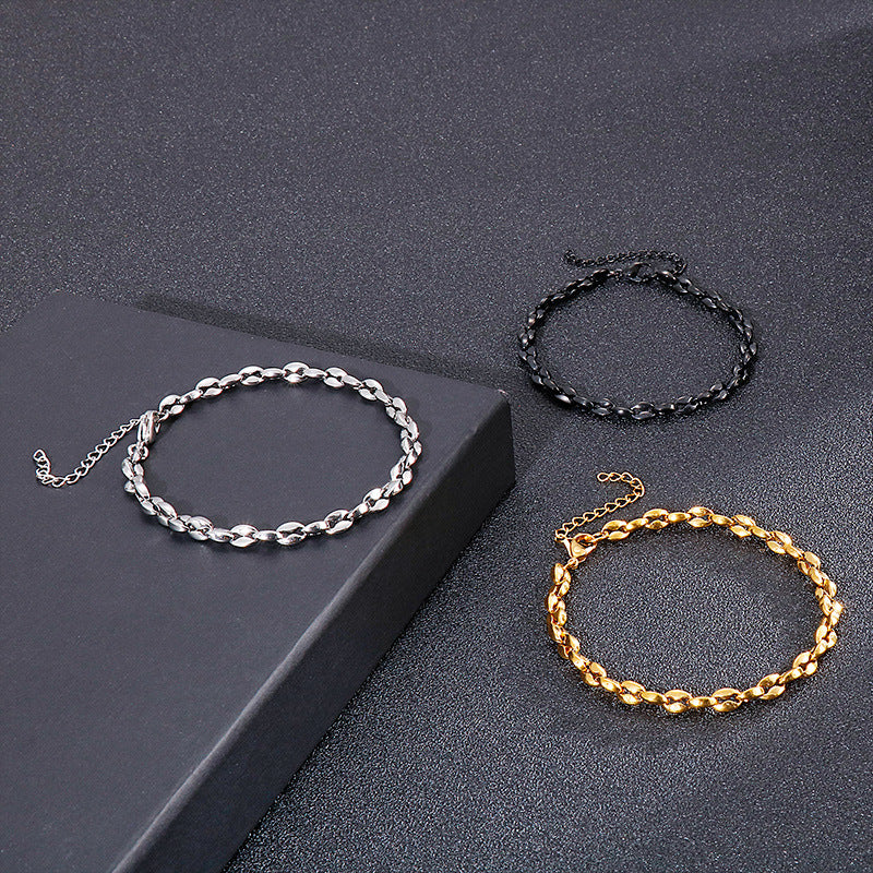 Geometric Titanium Steel Bracelet for Men and Women with Adjustable Chain