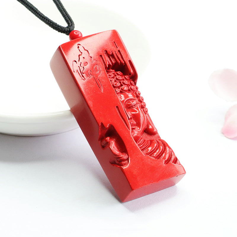 Vermilion Sand Pendant, Red Sand Buddha Head, Chensha Proverbs Necklace