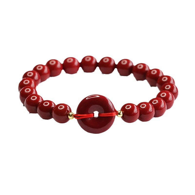 National Wind Cinnabar Stone Bracelet with Safety Buckle