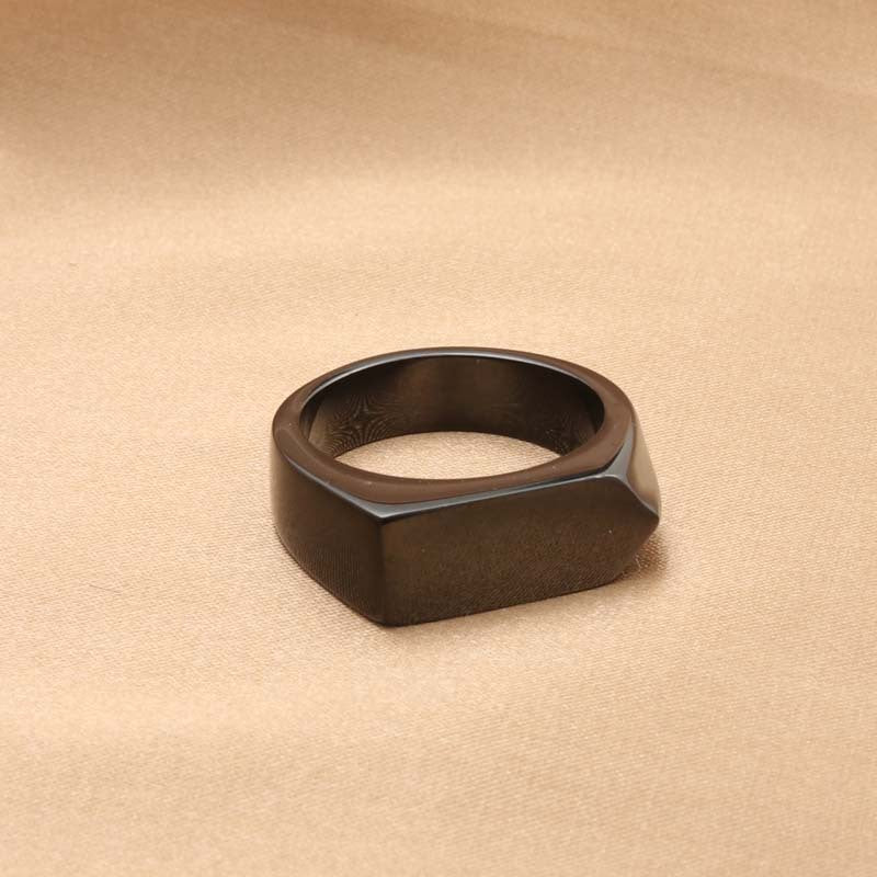 Titanium Steel Retro Polished Ring for Men - Trendy Rectangular Accessory from European and American Jewelry Collection