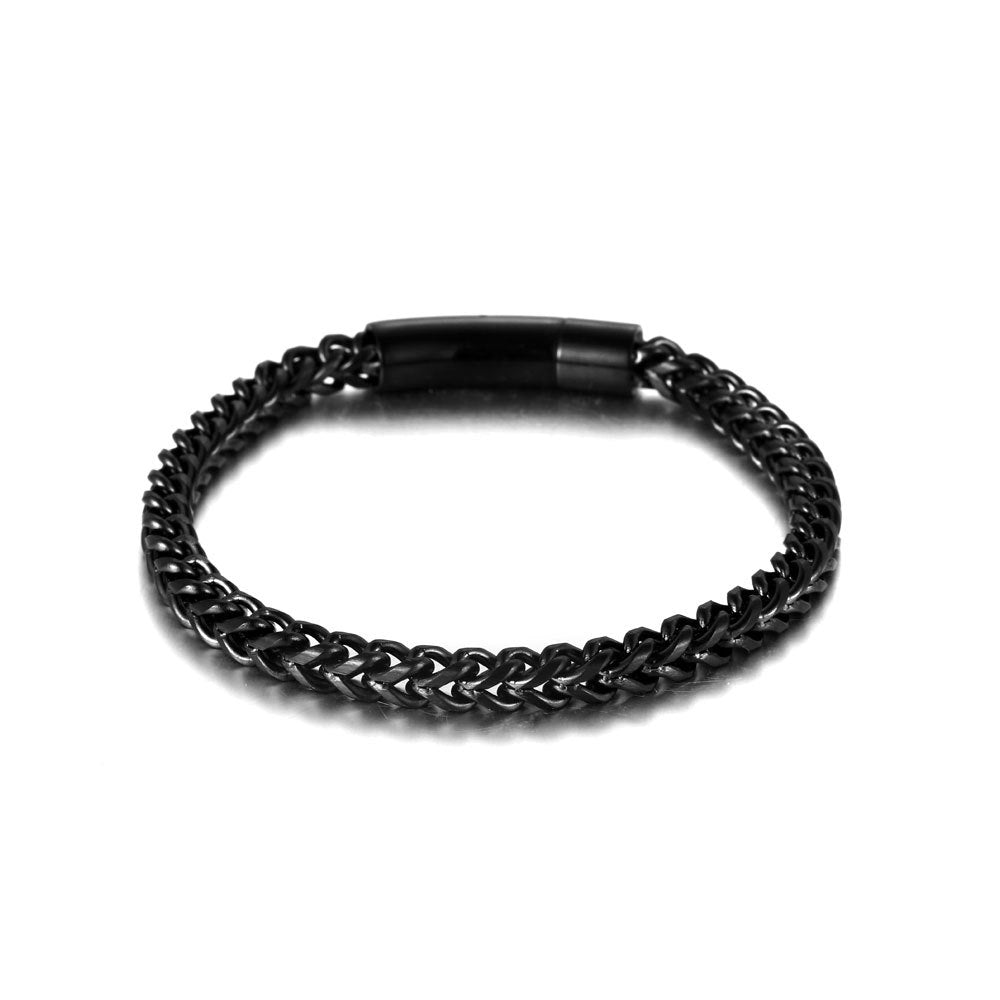 Retro-Inspired Stainless Steel Men's Bracelet - Personalized Hip-Hop Jewelry with Round Grinding Finish