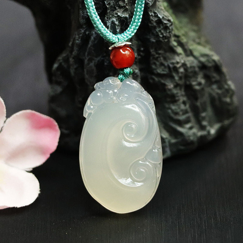 Brazil Ice White Chalcedony Ruyi Pendant Jewelry