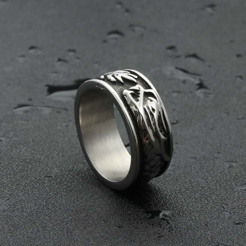 Titanium Steel Dragon Ring for Men - Retro Punk Animal Jewelry