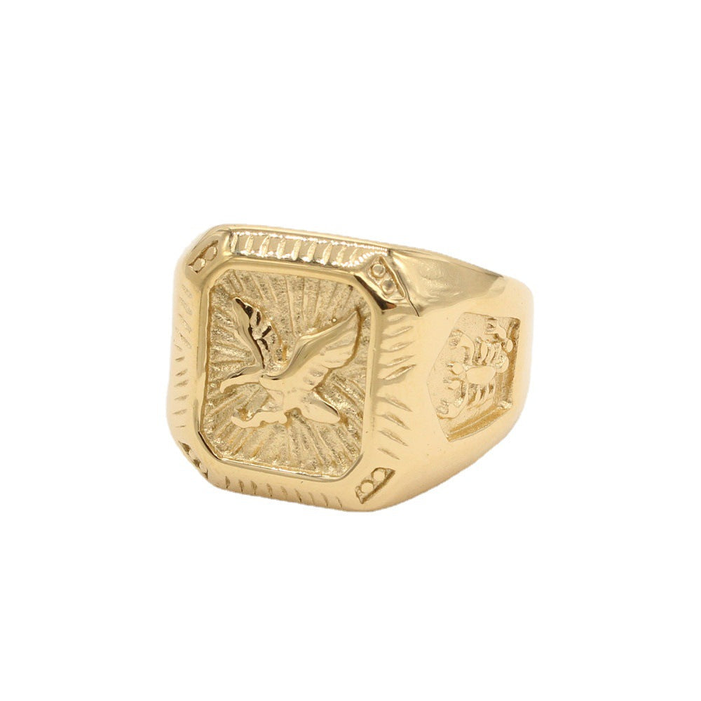 Personalized Retro American Soldier Eagle Military Ring Titanium Steel Ring for Men