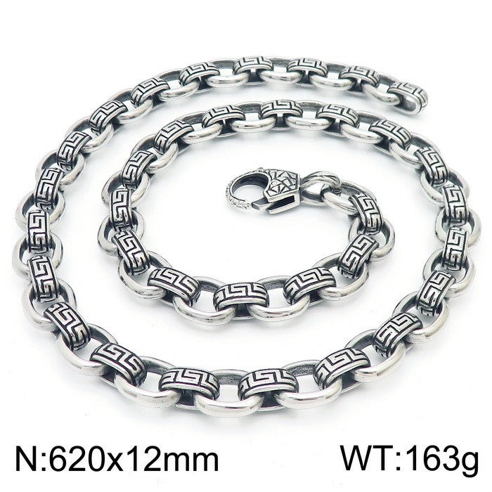 Punk Vintage Cross Chain Necklace - Korean Dongdaemun Stylish 12mm Titanium Steel Necklace for Men