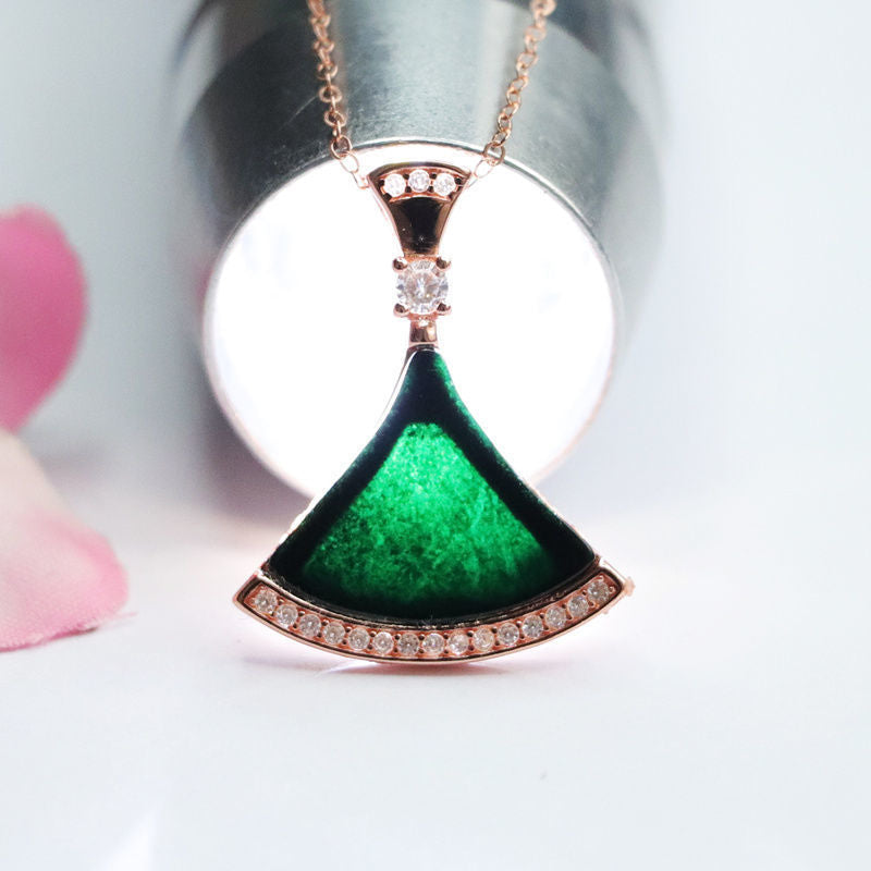 Jade Little Skirt Necklace with Zircon Accents