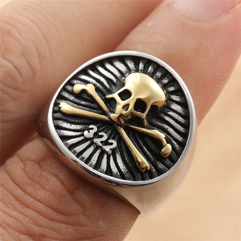 Titanium Steel Gold Skull Ring for Men - Retro Trendy Accessories in Stainless Steel