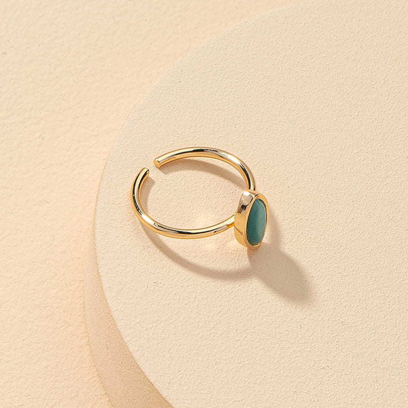 Green Stone Open Ring - Vienna Verve Collection