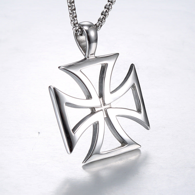 Stylish Cross Hollow Titanium Steel Pendant for Men, Modern Stainless Steel Accessory