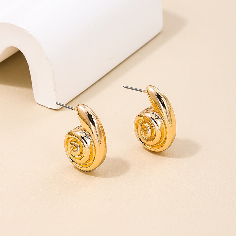 Fashionable Instagram Style Metal Spiral Pattern Women's Earrings