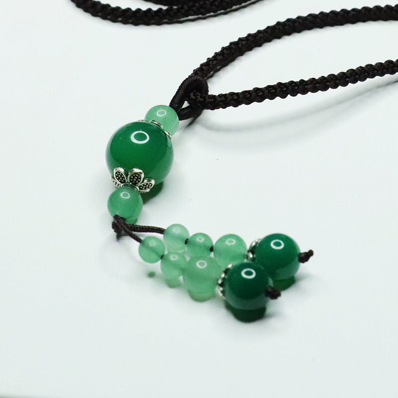 Green Chalcedony Tassel Pendant Necklace with Sterling Silver