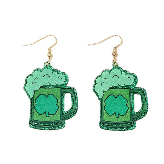 Green Beer Festival Statement Earrings - Vienna Verve Collection