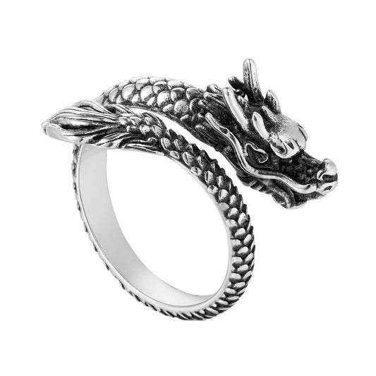 Personalized Retro Chinese Dragon Titanium Steel Ring for Men - Wholesale European and American Jewelry