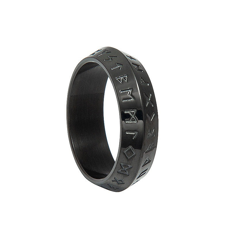 Viking Rune Fate and Power Ring for Men with Cross-Border Influence