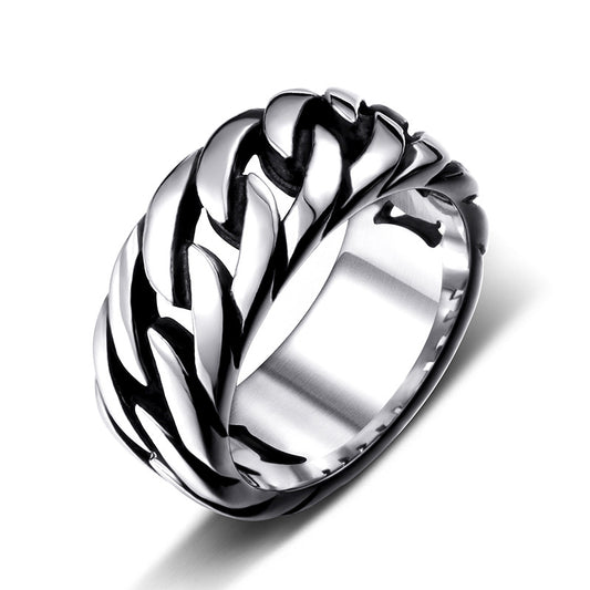 Vintage-Inspired Titanium Steel Men's Ring - Wholesale European and American Trade Jewelry