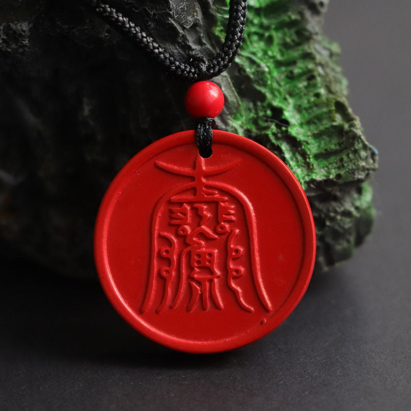 Red Cinnabar Sand Protective Talisman Pendant with Sterling Silver Craftsmanship