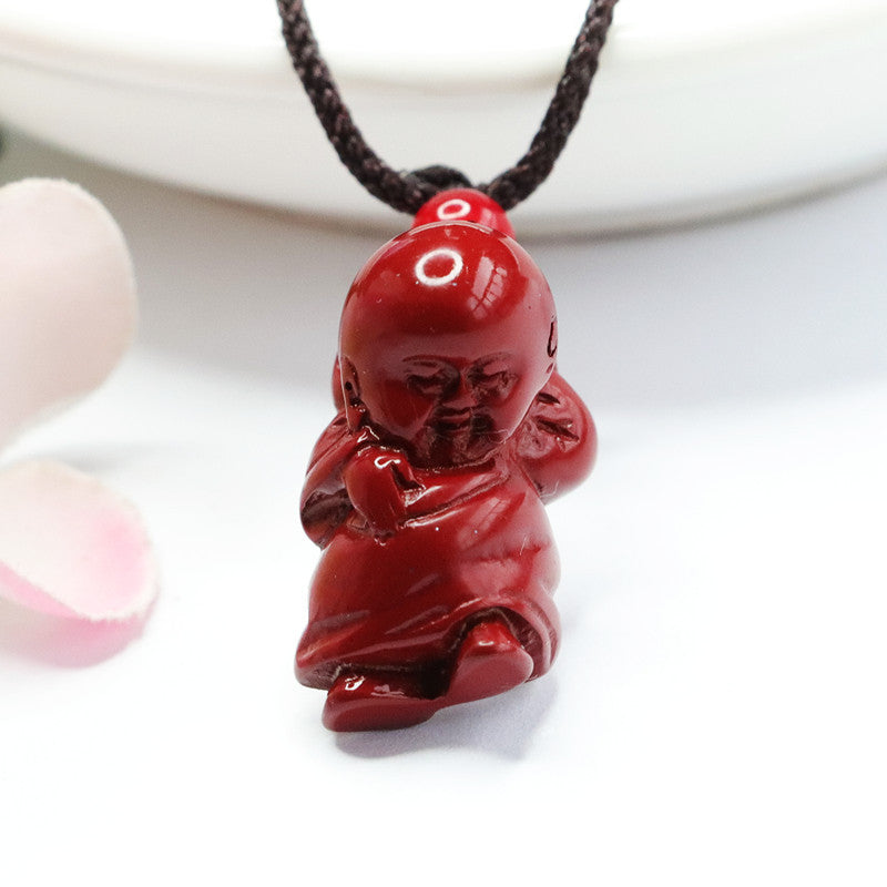 Purple Gold Sand Buddha Lord Pendant with Cinnabar Stone