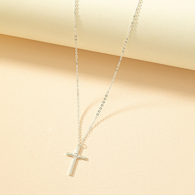 Simple Cross Pendant Necklace with a Touch of European and American Flair