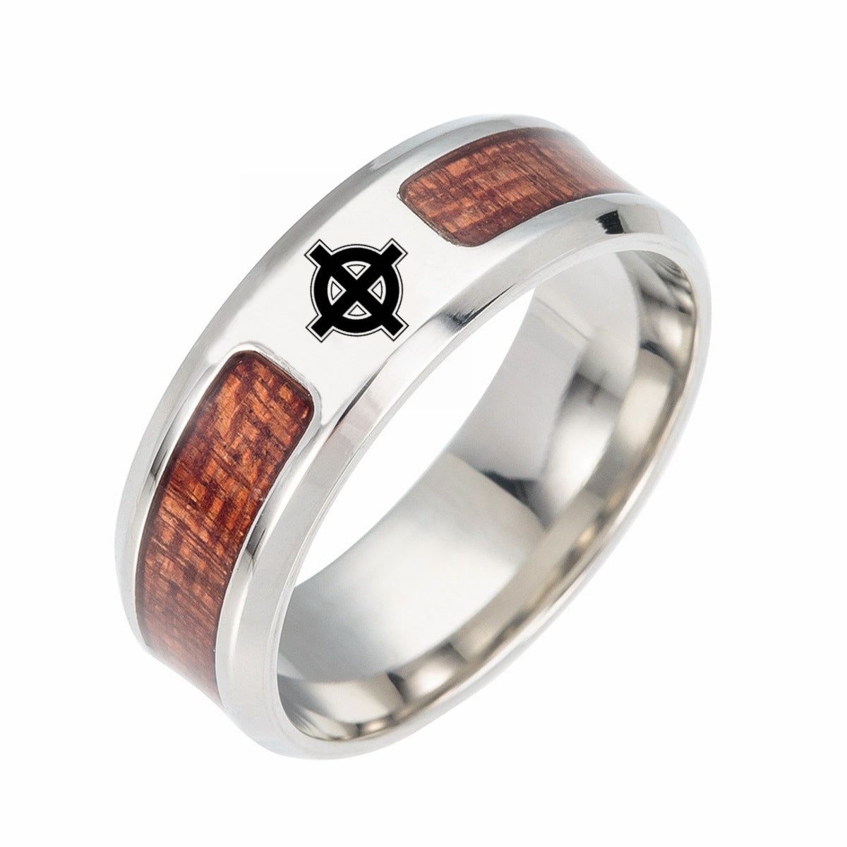 European Charm Steel Rune Ring with Celtic Knot for Men