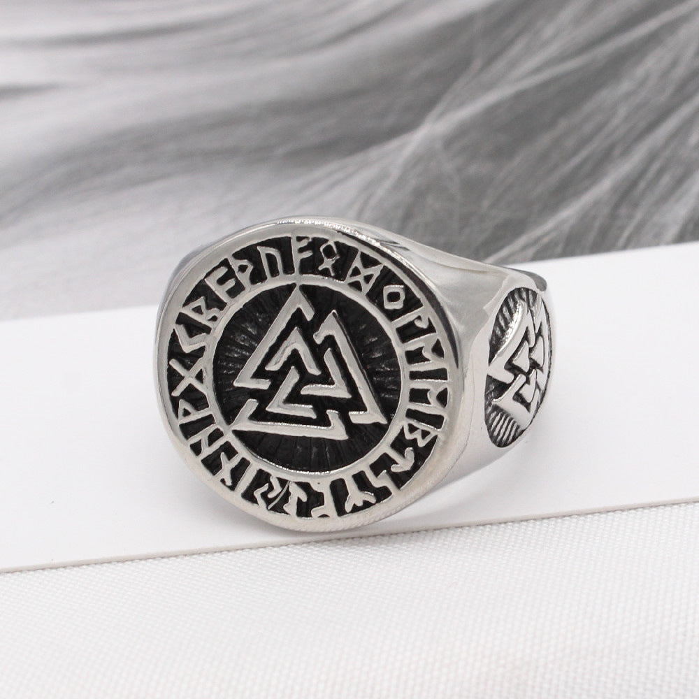 Vintage Viking Triangle Celtic Titanium Steel Ring for Men