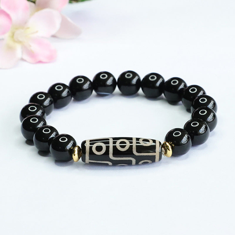 Fortune's Favor Sterling Silver Black Agate Beaded Bracelet