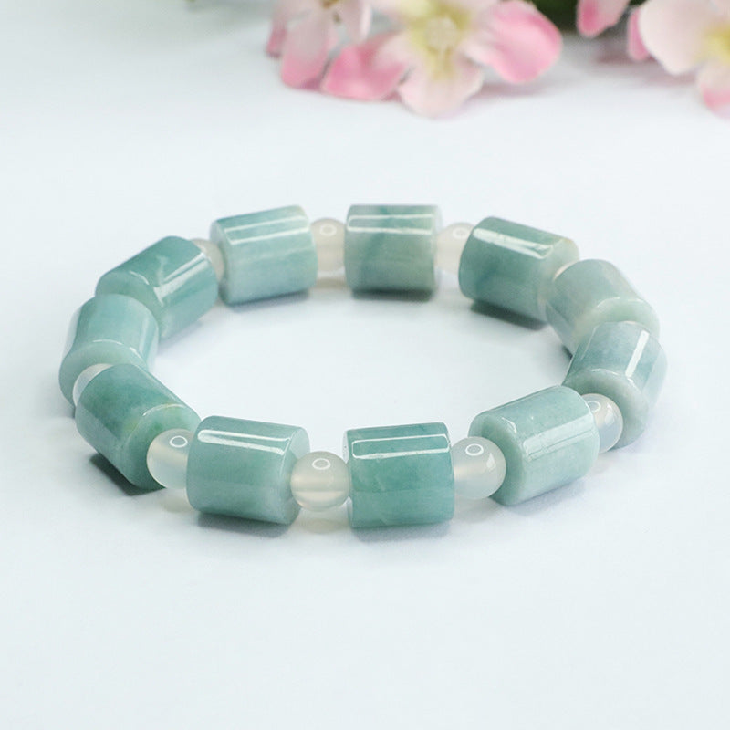 Fortune's Favor Natural Jade Bracelet with Sterling Silver Needle