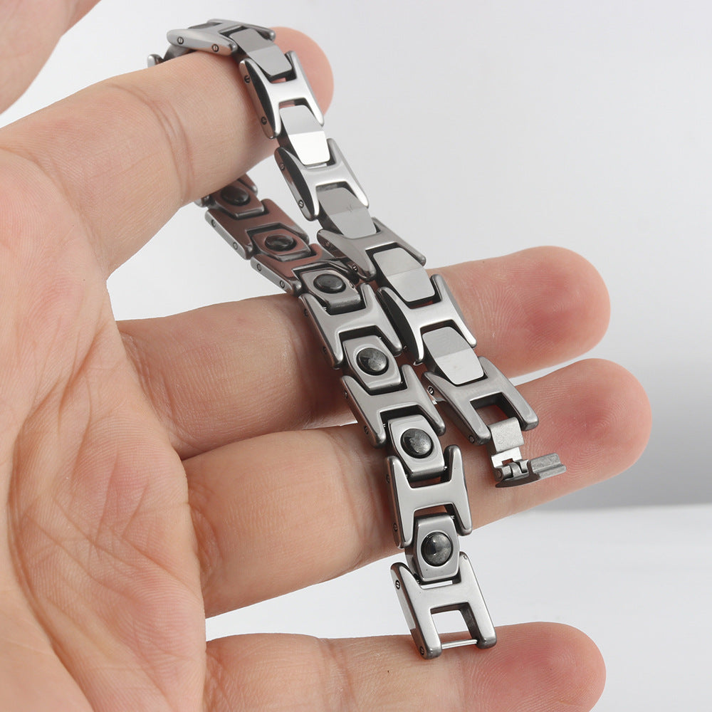 Customizable Tungsten Steel Punk Bracelet for All – Trendy Titanium Jewelry