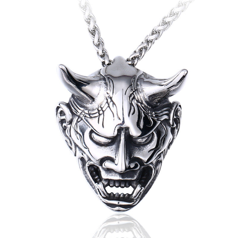 Vintage-Inspired Exaggerated Skull Pendant for Men - Wholesale Evil Mask Jewelry