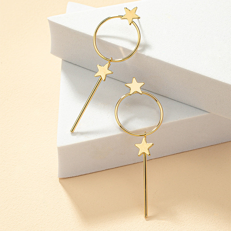 Luxury Metal Geometric Star Statement Earrings - Vienna Verve Collection