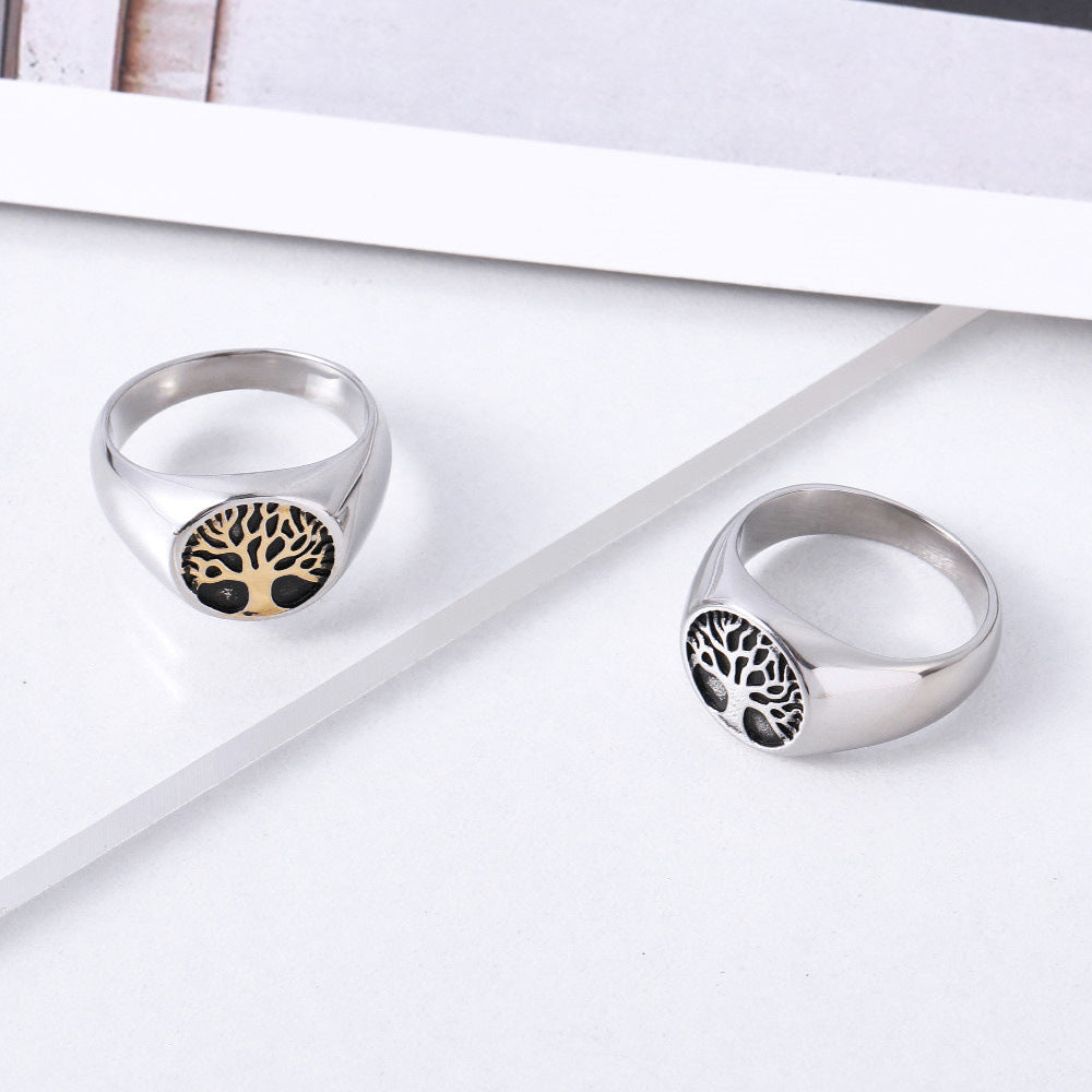 Wholesale Simple Tree of Life Titanium Steel Ring for Men and Women