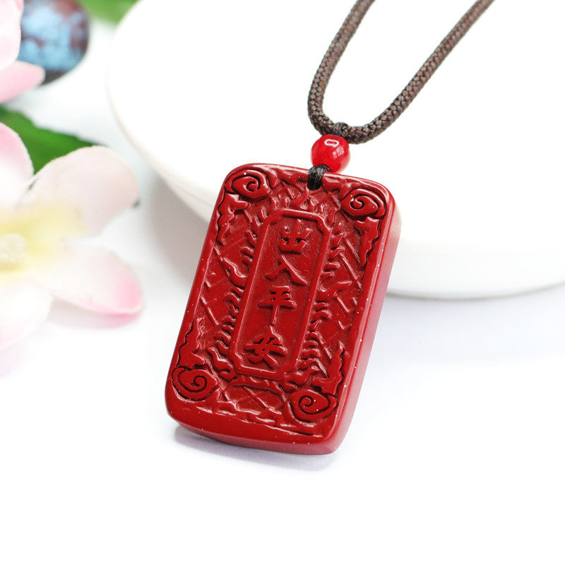 Cinnabar Stone Sterling Silver Safe Pendant from Fortune's Favor Collection