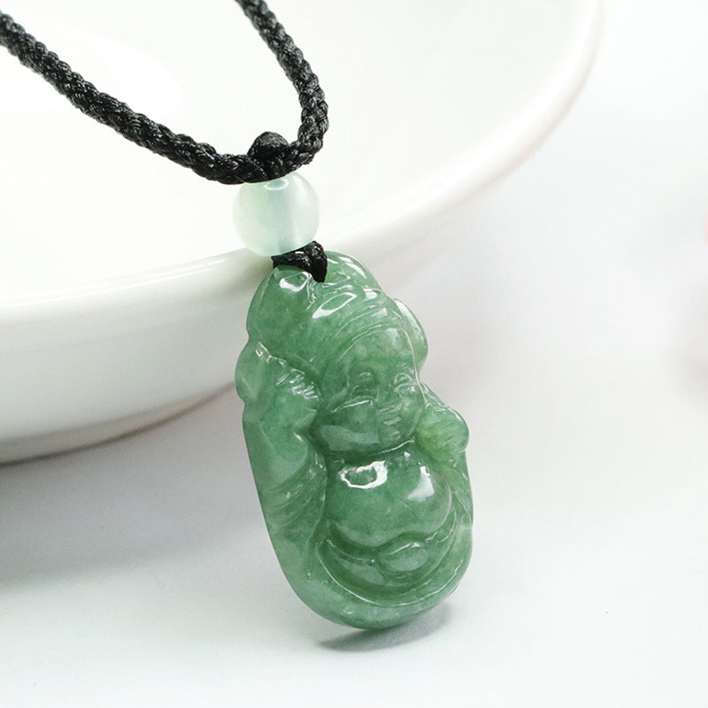 Jade Little God of Wealth Pendant with Sterling Silver Material