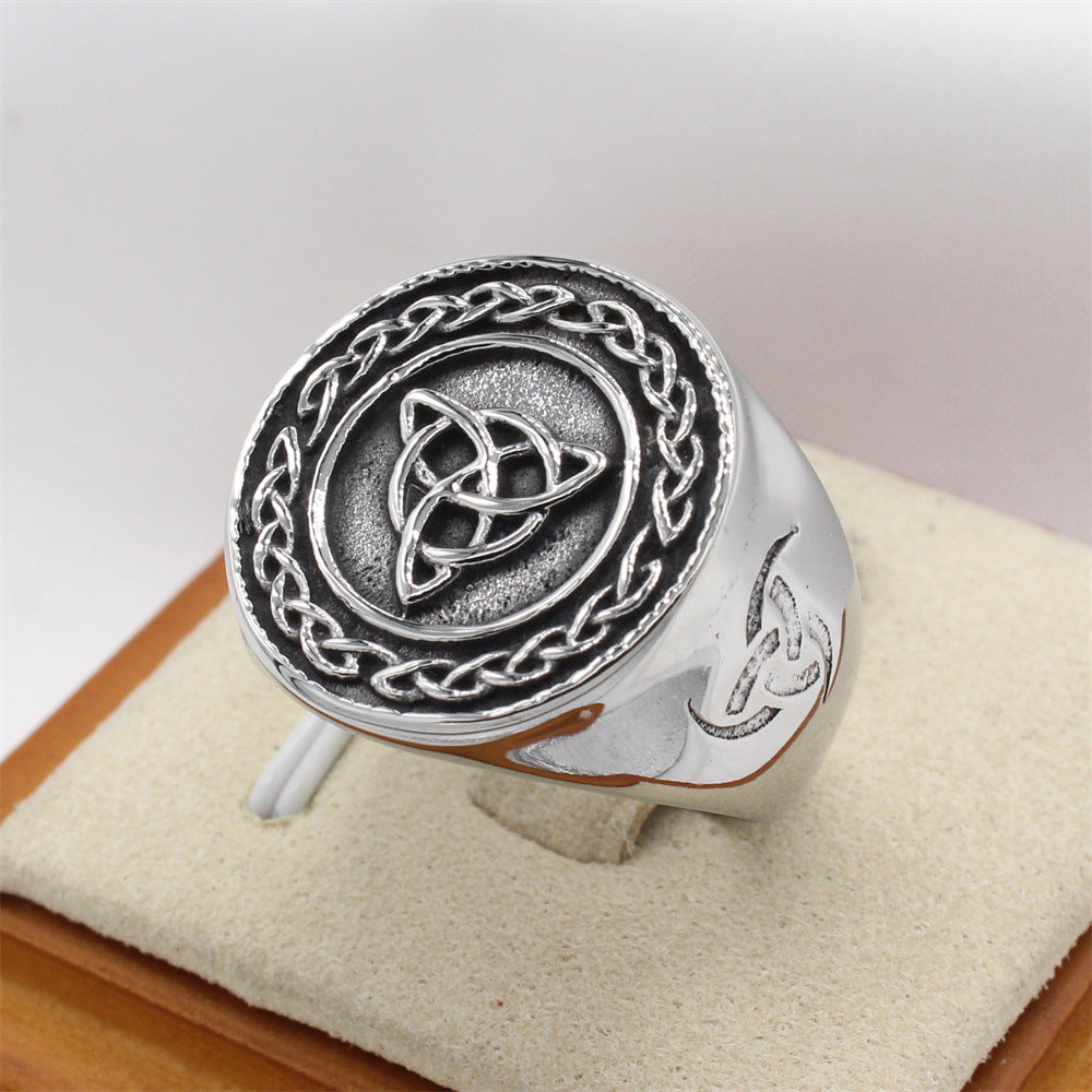 Retro Nordic Viking Pirates Celtic Titanium Steel Ring for Men