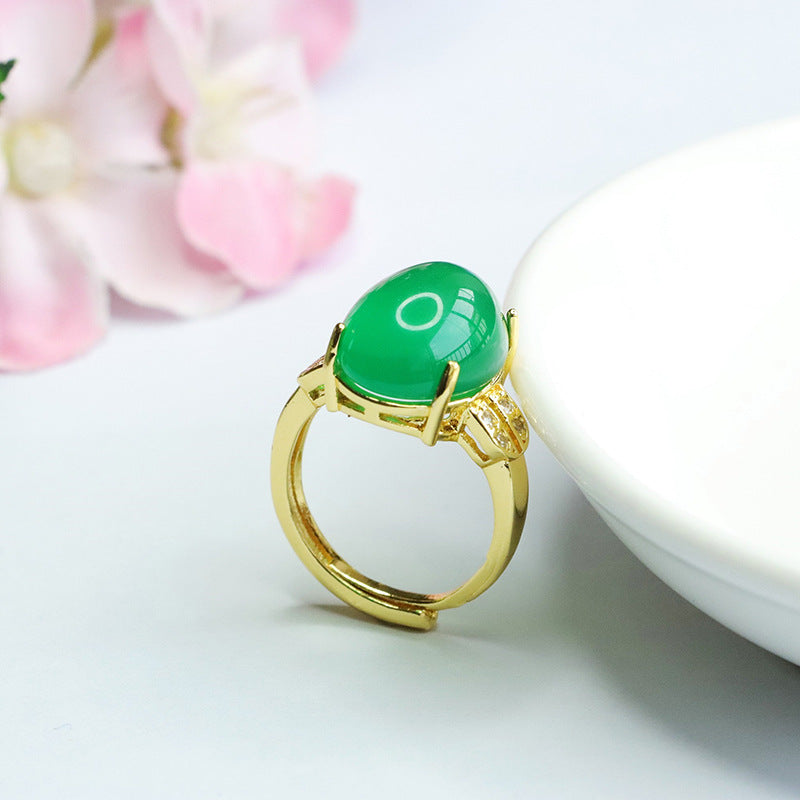 Green Chalcedony Sterling Silver Ring - Fortune's Favor