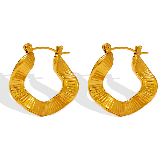 Unique Titanium Steel Wavy Earrings with 18K Gold Plating for Cross-Border Fashion