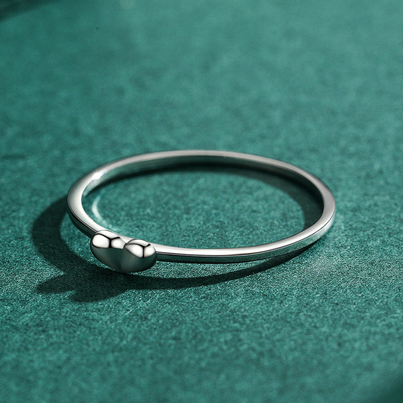 Sweet Heart Shaped Silver Ring - Japanese and Korean Style, Simple Index Finger Jewelry