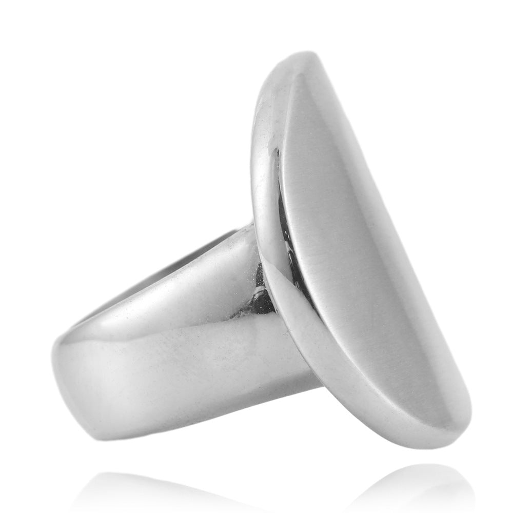 Versatile Titanium Steel Oval Fashion Rings for Men and Women in Trendy Glossy Finish