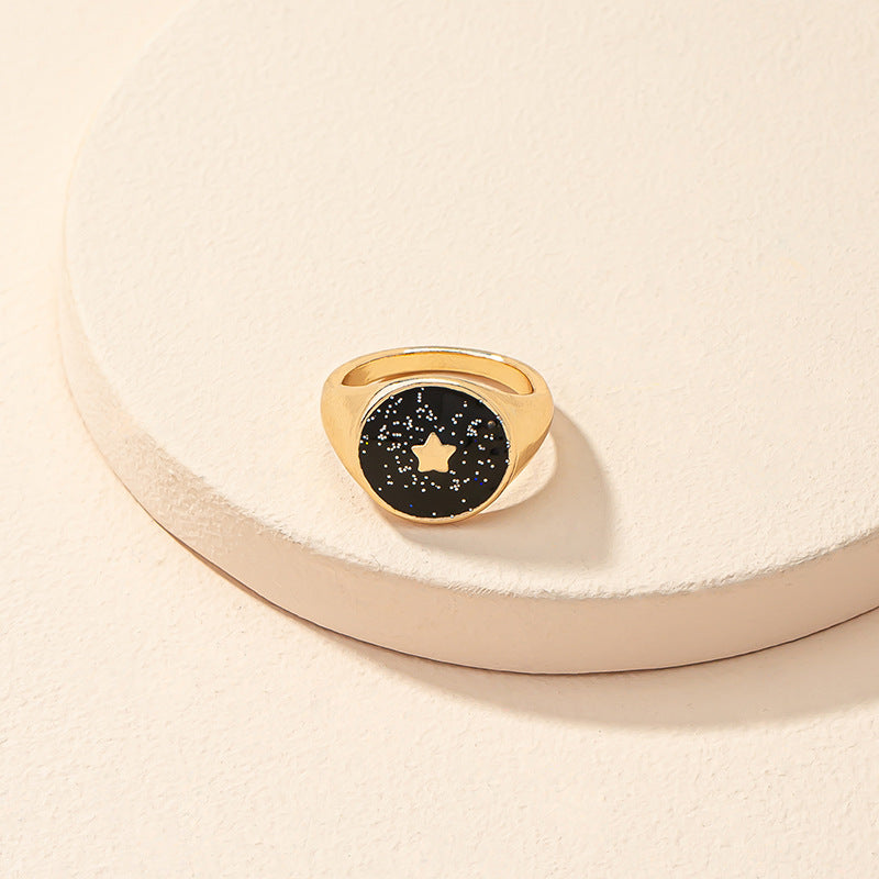 Vienna Verve Collection: Celestial Oil Drop Star Rings - Elegant Minimalism, Personalized Creativity, Light Luxury