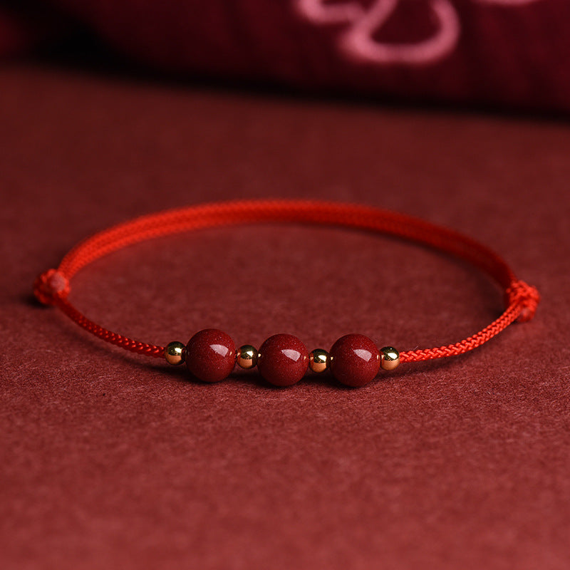 Cinnabar Transfer Beads Sterling Silver Bracelet