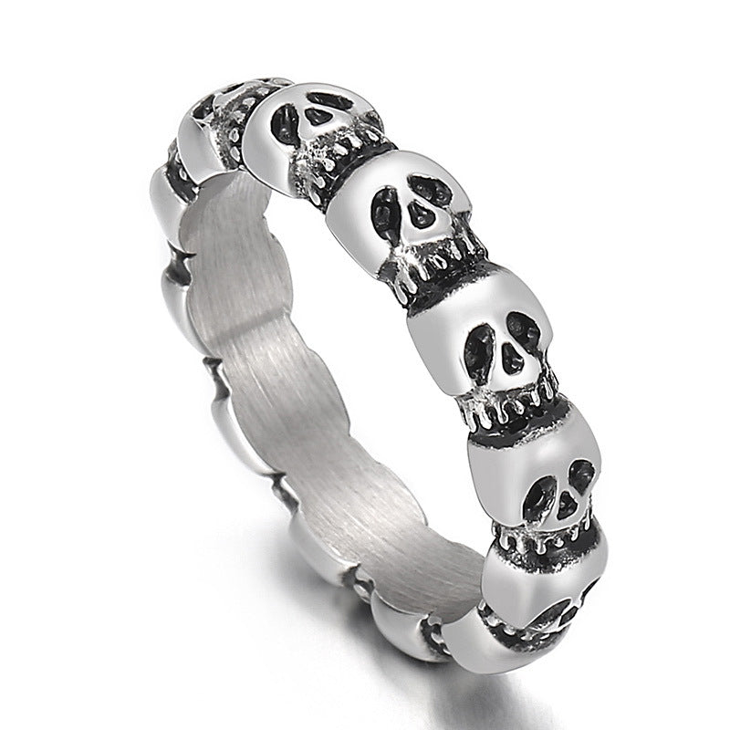 Dominant Personality Skull Polka Dot Titanium Steel Men's Ring for Men