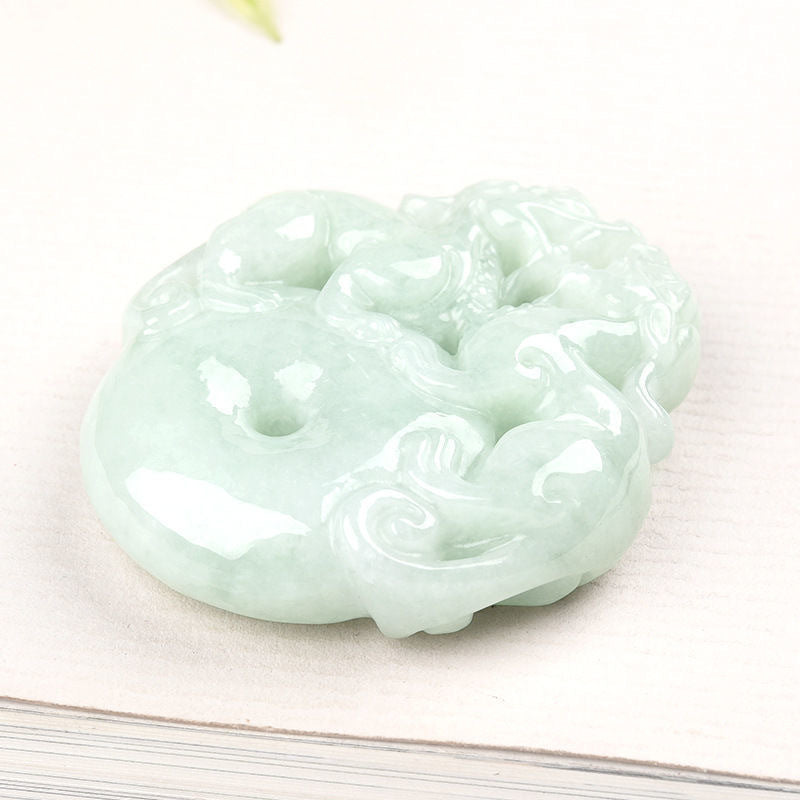 Jade Pixiu Necklace with Sterling Silver Safety Buckle