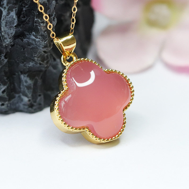 Rose Quartz Fortune Necklace with Sterling Silver Needle